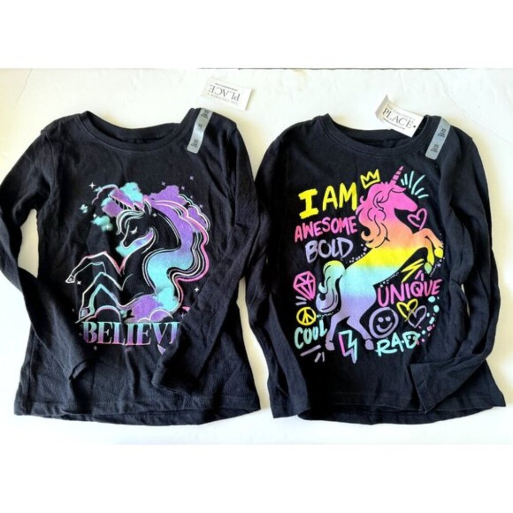 The Children's Place 2 Girls Tops Sz.Xs (4) 100% Cotton Black